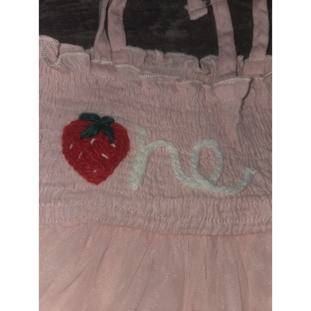 Girls 1st Birthday Pink Strawberry Tulle Dress 12-18 Months ONE Strawberry B23